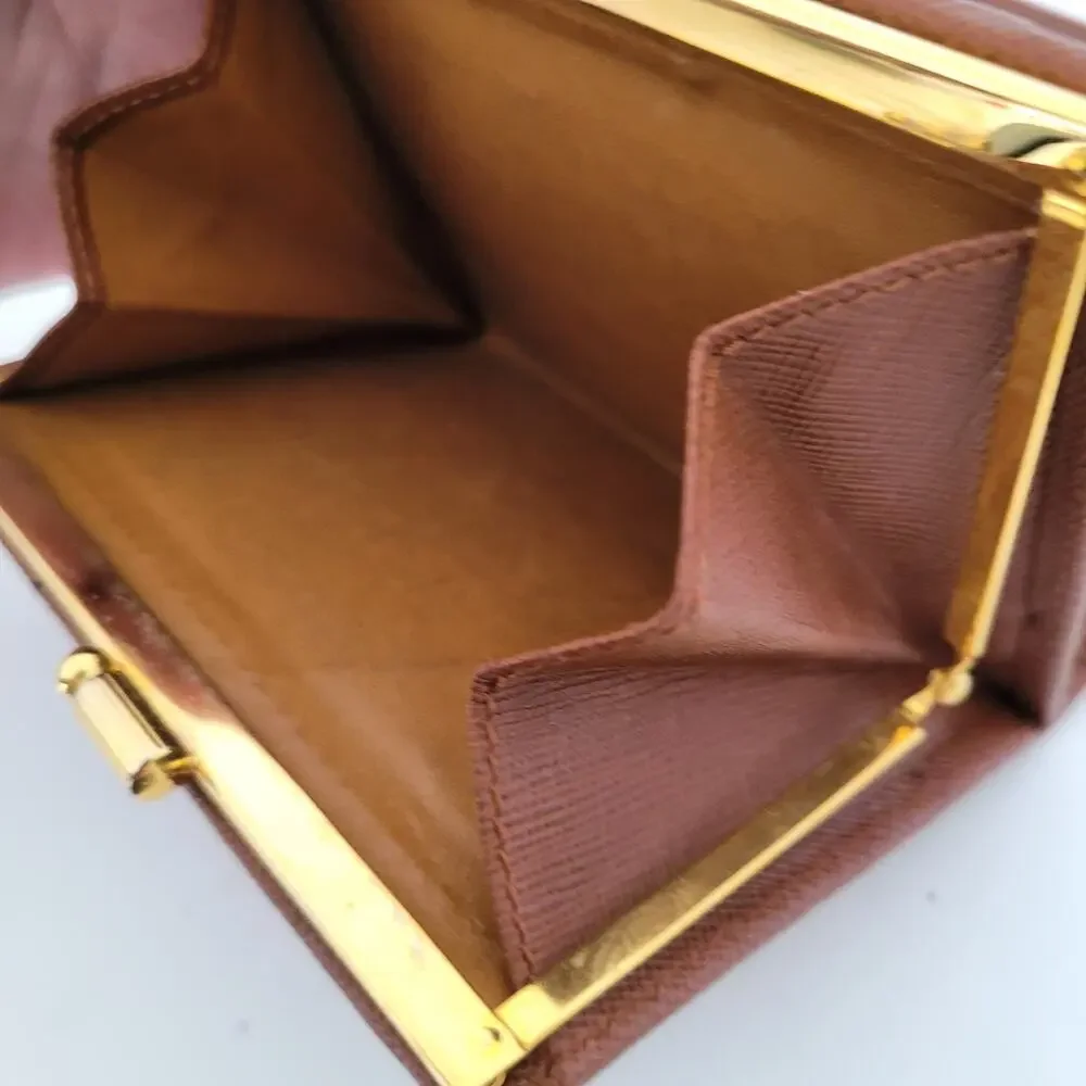 Nina Ricci Brown Wallet Compact Kisslock Bifold Retro Vintage Made Spain Designe